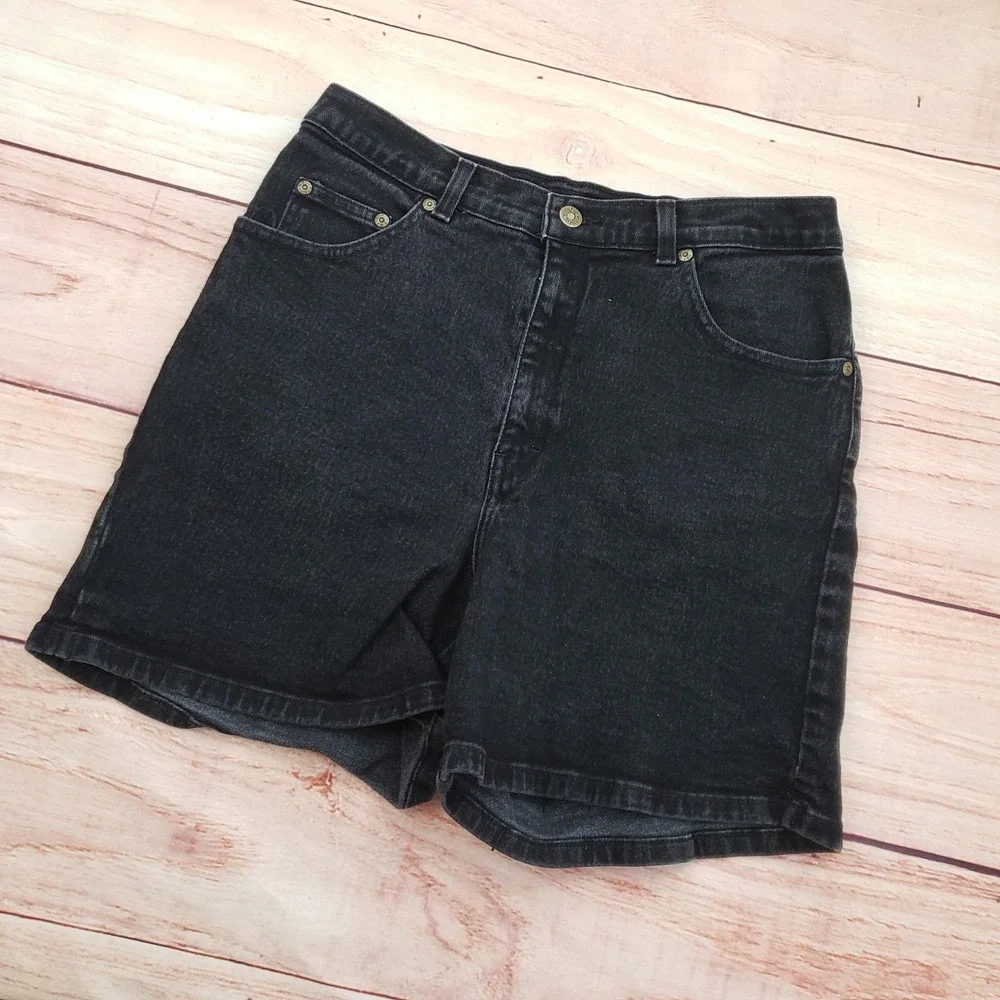 VINTAGE Style & Co Shorts Womens‎ 14P Black Denim Casual High Rise Petite Jean